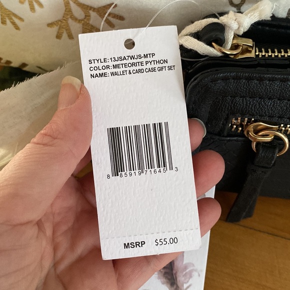 Jessica Simpson Faux Snakeskin Wallet & Card Case, Black - Picture 11 of 16